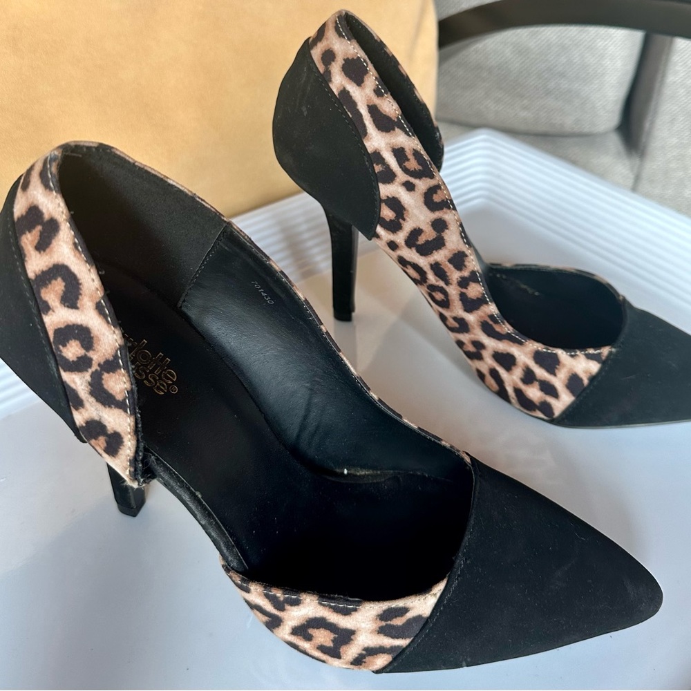 Charlotte Russe Black Faux sueded/animal print high heel shoe